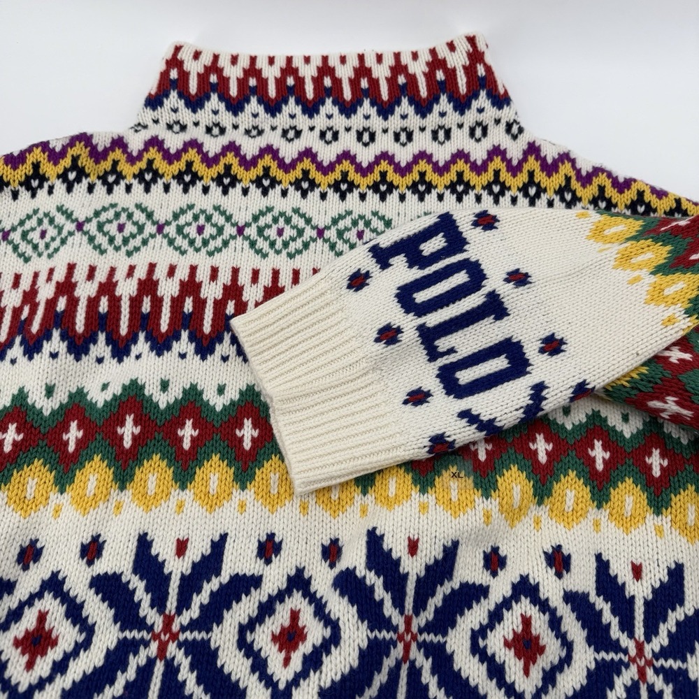 Polo Ralph Lauren Fair Isle Knit Turtleneck Sweater Wool blend‎ Women's large